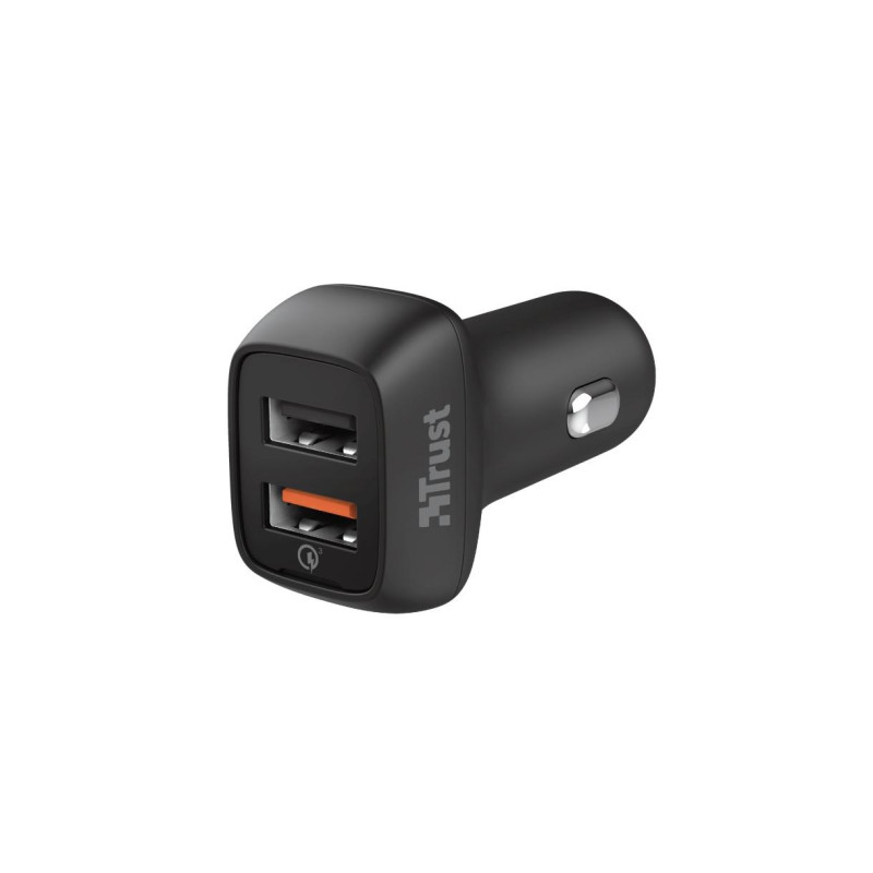 Автомобильное зарядное устройство Trust Qmax 30 Вт Ultra-Fast Dual USB, черное