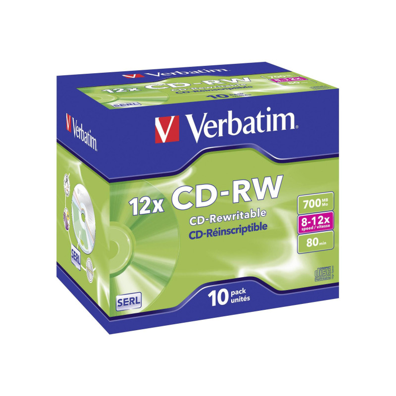 Verbatim DataLifePlus CD-RW SERL 700 МБ 12X УСТОЙЧИВАЯ К ЦАРАПИНАМ ПОВЕРХНОСТЬ - Jewel Case 10 шт.