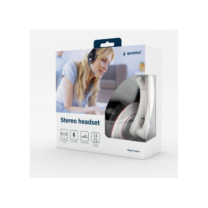 Наушники Gembird MHS-001-GW, Glossy White