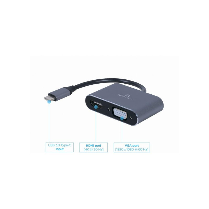 Адаптер USB Type-C на HDMI + VGA дисплейный адаптер, космический серый