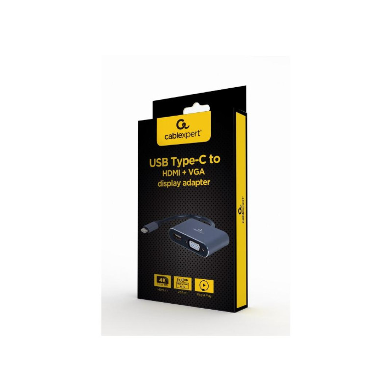 Адаптер USB Type-C на HDMI + VGA дисплейный адаптер, космический серый