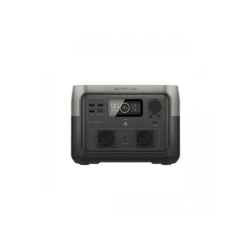 EcoFlow RIVER 2 MAX Portable Power Station, Capacity: 512Wh, AC Output: 500W total (surge 600W), Number outlets 11 (4 AC outlets, 3 USB-A, USB-C, 2 DC 5521 Output, Car Power Output: 126W Max), Mobile App, Net Weight: 6.1kg, Dimension: 27x 26x 19.6cm, Char