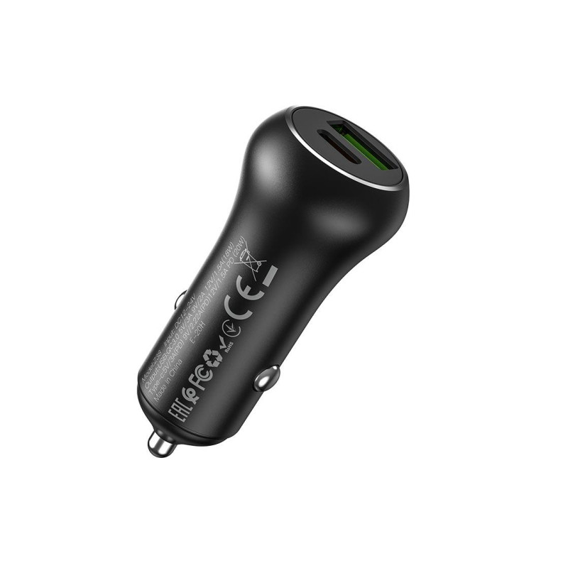 Автомобильное зарядное устройство USB - HOCO "Z38 Resolute", зарядное устройство 1 x USB + 1 x USB-C, USB-A: 18 Вт / USB-C: 20 Вт, общая выходная мощность: 38 Вт, до PD3.0 / QC3.0, черный