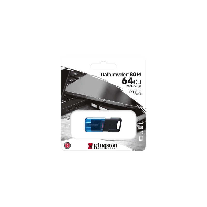 USB Stick 64GB Kingston DataTraveler 80M, Black/Blue
