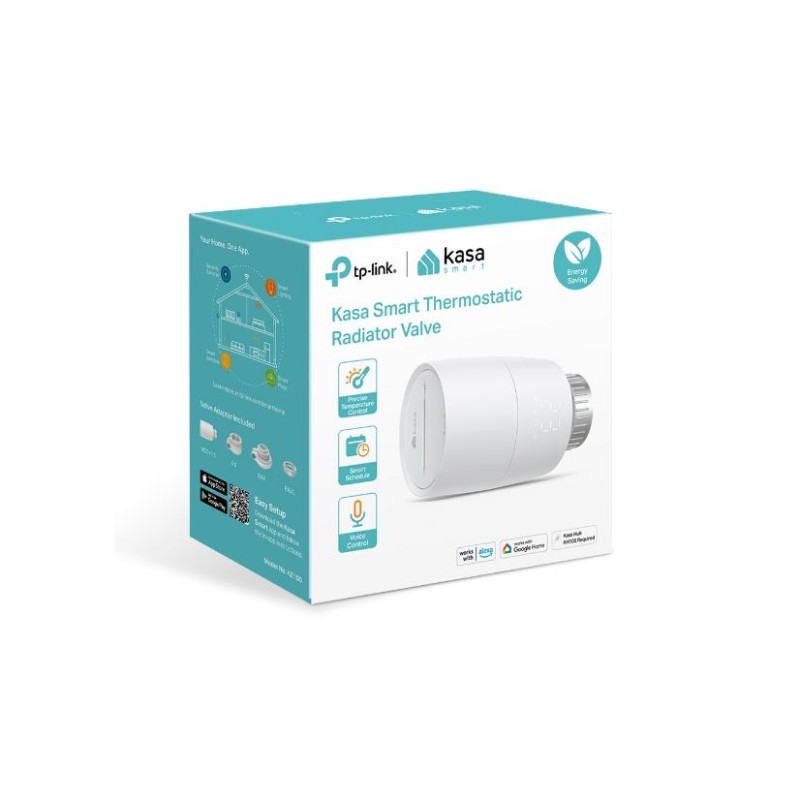 Термостат TP-LINK Kasa KE100, белый, интеллектуальный термостатический радиаторный клапан, требуется концентратор (Kasa Hub KH100), точный контроль температуры, мощный мотор, дистанционное управление, голосовое управление, интеллектуальный график, защита