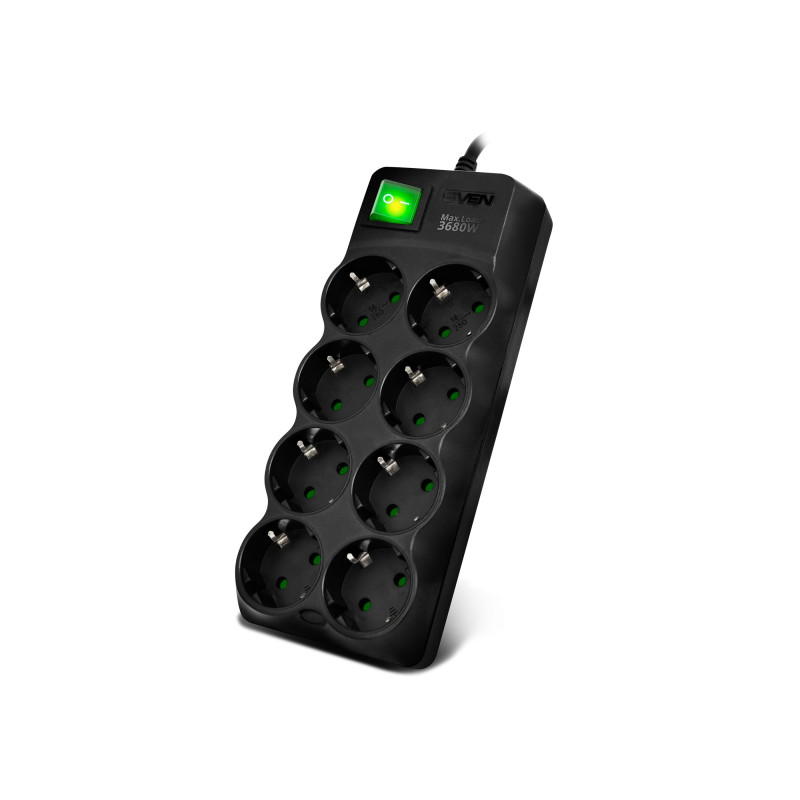 Сетевой фильтр Sven SF-08E-16, Black