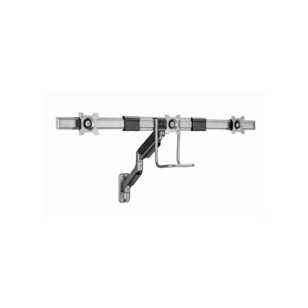 Monitor wall mount arm for 3 monitors up to 17-27"  Gembird MA-WA3-01, Adjustable wall 3 display mounting arm (rotate, tilt, swivel),  VESA 75/100, up to 6 kg, space grey