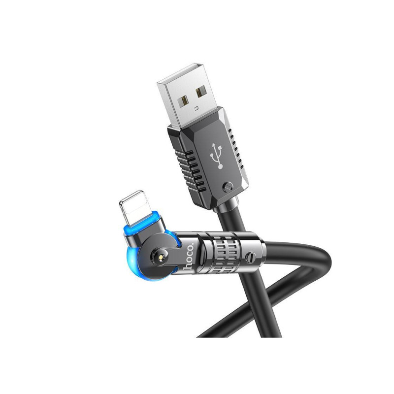 Кабель USB-Lightning HOCO "U118 Triumph", 1,2 м, черный, вращающийся кабель для зарядки и передачи данных, быстрая зарядка Apple PD 27 Вт, внешний