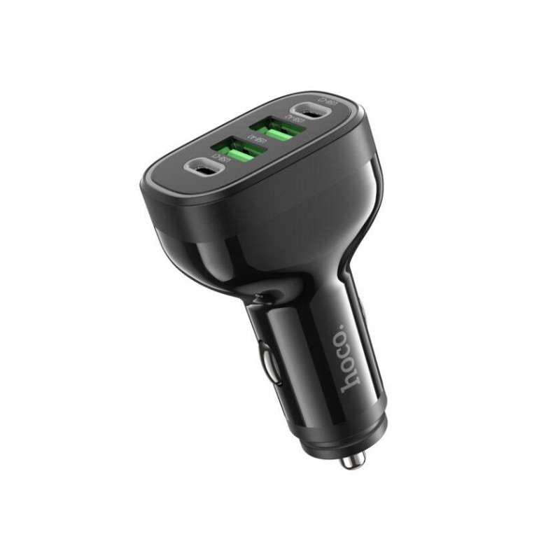 USB Car Charger - HOCO "NZ11 Guide", 2 x USB + 2 USB-C, Total output: 72W, up to PD36W / QC3.0, USB-A 1/2: up to 18W, 