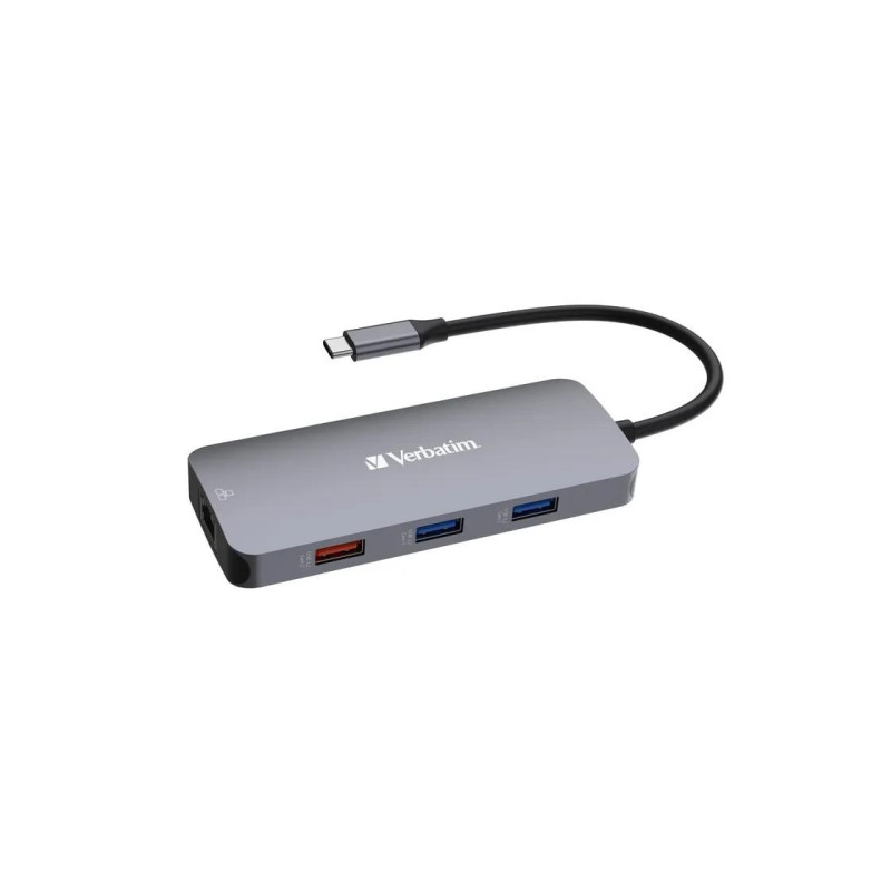 Многопортовый концентратор Verbatim 9-в-1 USB-C Pro CMH-09, 2x USB 3.2-A (Gen 1), 1x UB3.2-A (Gen 2), 2x USB 3.2-C (Gen 2), HDMI 4K, RJ45