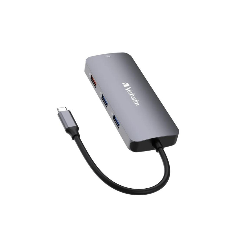 Многопортовый концентратор Verbatim 9-в-1 USB-C Pro CMH-09, 2x USB 3.2-A (Gen 1), 1x UB3.2-A (Gen 2), 2x USB 3.2-C (Gen 2), HDMI 4K, RJ45
