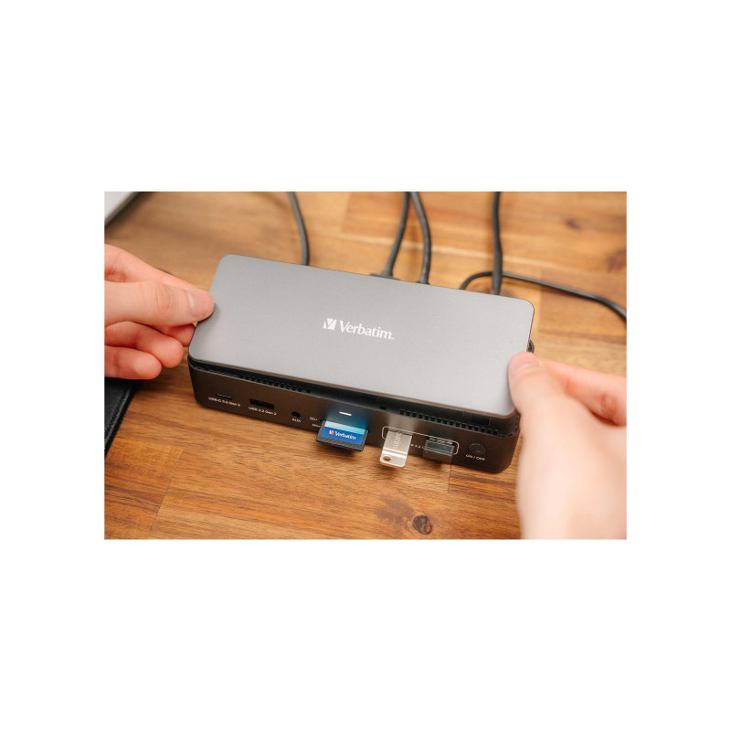 Док-станция Verbatim 15-в-1 USB-C Pro CDS-15S, 15 портов со слотом для SSD, 2 x HDMI, до 8K при 30 Гц; 1 x DP, до 8K@30Гц; 1 х