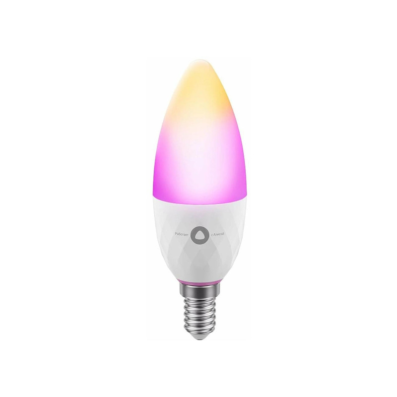 LED Bulb YANDEX Smart Bulb E14 with Alisa, Smart Wi-Fi RGB LED Bulb E14 with Dimmable Light, RGB, Color Temperature 1700K-6500K