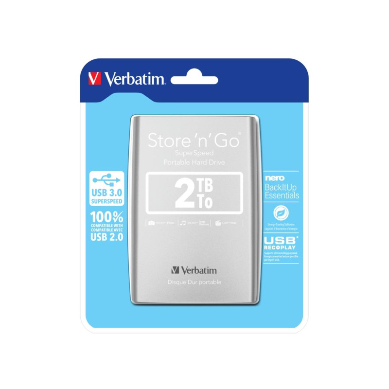 Внешний жесткий диск 2.0TB Verbatim Store 'n' Go G1, Silver