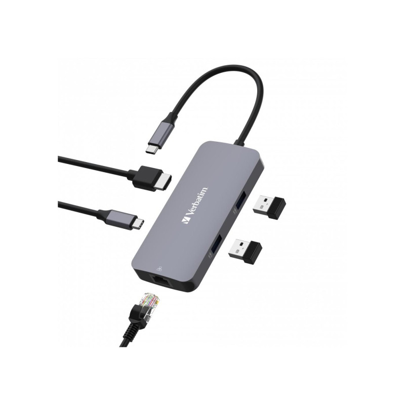 Многопортовый концентратор Verbatim 5-в-1 USB-C Pro CMH-05, 2 порта USB-A 3.0, до 5 Гбит/с, 1 порт USB-C PD, до 100 Вт, HDMI до 4K@