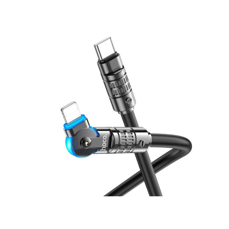 Кабель USB-C на Lightning HOCO "U118 Triumph", 1,2 м, черный, вращающийся кабель для зарядки и передачи данных, Apple PD 27 Вт, быстрый