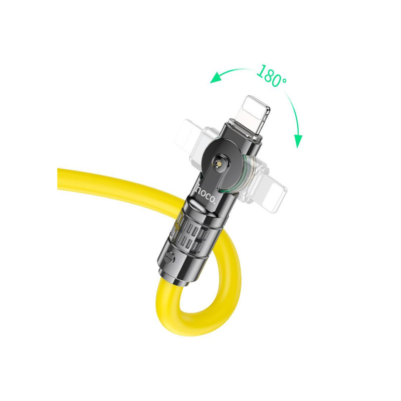 Кабель USB-C на Lightning HOCO "U118 Triumph", 1,2 м, черный, вращающийся кабель для зарядки и передачи данных, Apple PD 27 Вт, быстрый