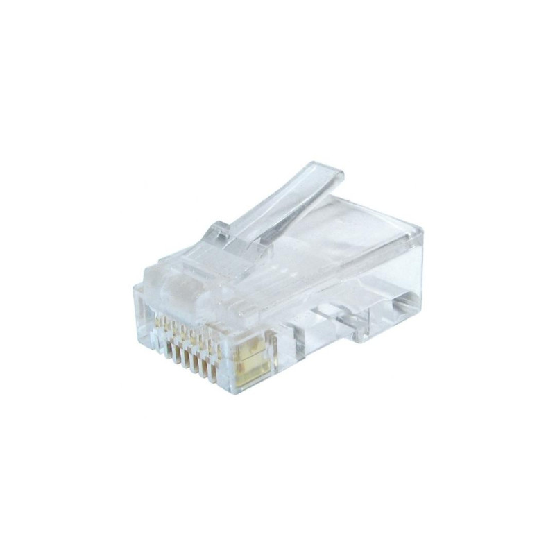 RJ45 Modular Plug LC-8P8C-002/100, Modular plug 8P8C for solid CAT6 LAN cable, 30u” gold plated, 100 pcs/bag