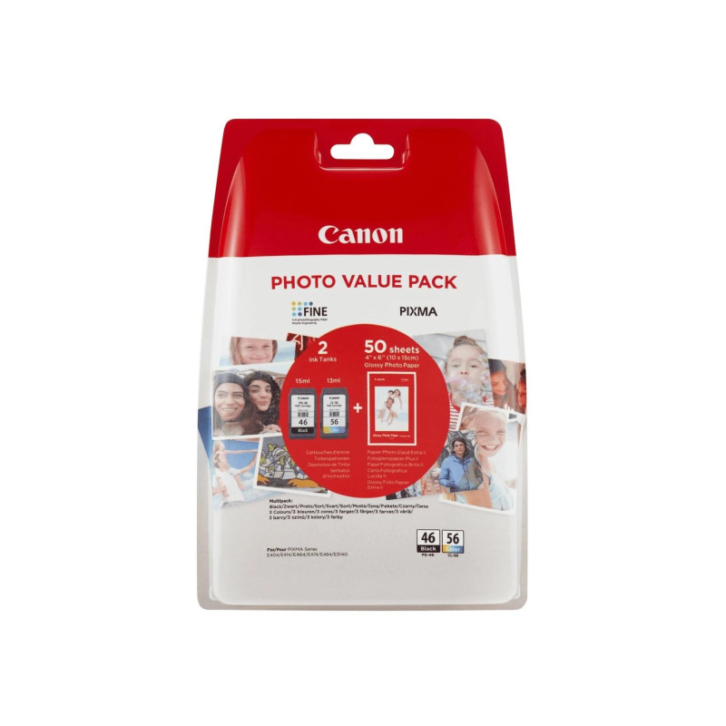 Multi Pack Ink Cartridge Canon PG-46 & CL-56 (9059B006) Photo Pack + GP-501 Glossy photo paper 10*15, 50 sheets