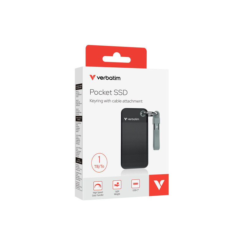 Внешний SSD 1.0TB Verbatim Pocket, Black/Gray