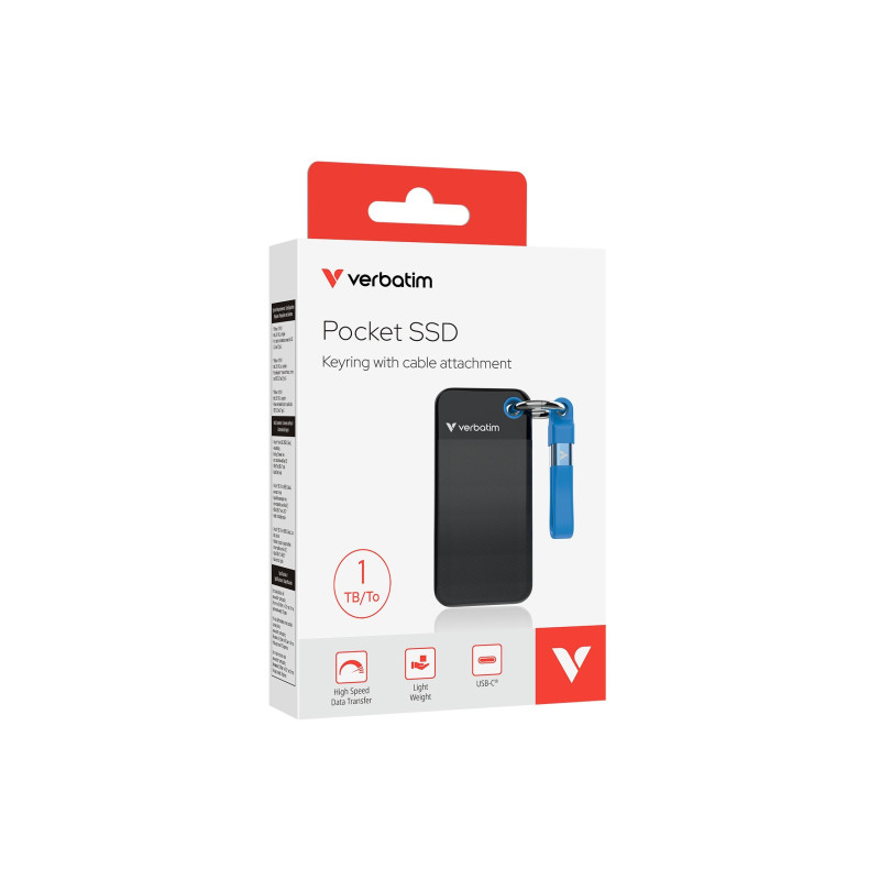 Внешний SSD 1.0TB Verbatim Pocket, Black/Blue