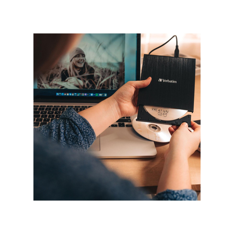 Портативный оптический привод Blu-Ray Writer with USB-C Verbatim, Black