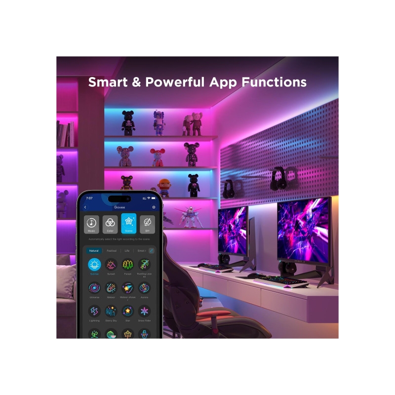Светодиодная лента GOVEE RGBIC S, 5 м, защитное покрытие, интеллектуальная Wi-Fi-светодиодная лента, многоцветная, зональная цветовая гамма