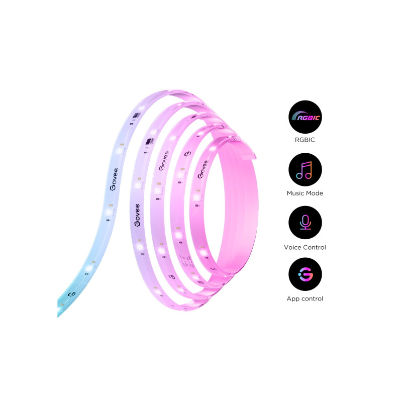 Светодиодная лента GOVEE RGBIC S LED 10 м, защитное покрытие, интеллектуальная Wi-Fi-светодиодная лента, многоцветная, зональная