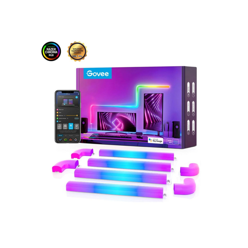 Настенные светильники GOVEE Glide RGBIC настенный светильник (6+1), Wi-Fi + BT, многоцветный, рассеянные световые эффекты RGBIC, без концентратора