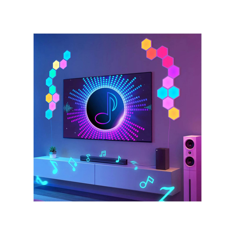 Hexagon Lights GOVEE Glide Hexa Light Panels 10 Pack, Wi-Fi + BT, многоцветный, рассеянные световые эффекты RGBIC, без концентратора
