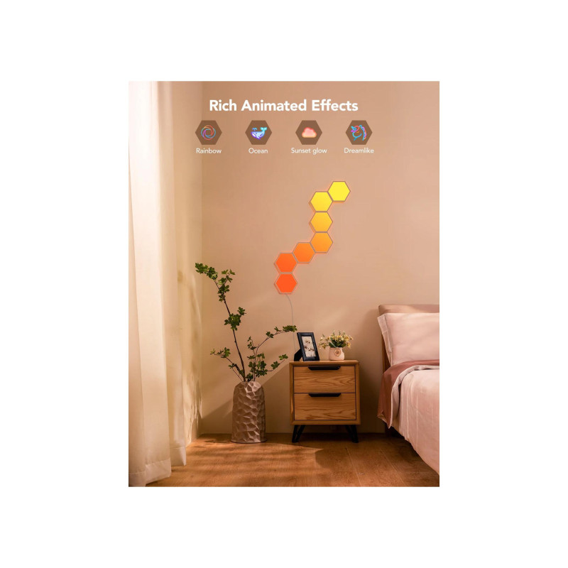 Hexagon Lights GOVEE Glide Hexa Light Panels 10 Pack, Wi-Fi + BT, многоцветный, рассеянные световые эффекты RGBIC, без концентратора