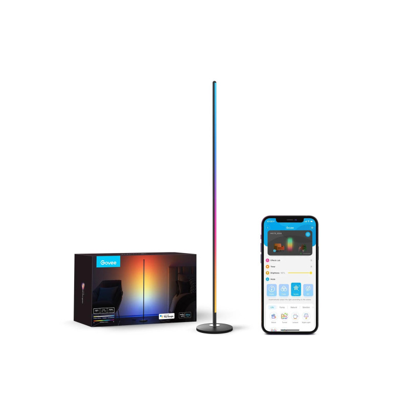 Напольный светильник GOVEE RGBICW, Wi-Fi + BT, многоцветный + экстра-белые светодиоды, режим «сделай сам» с 14-сегментным цветом