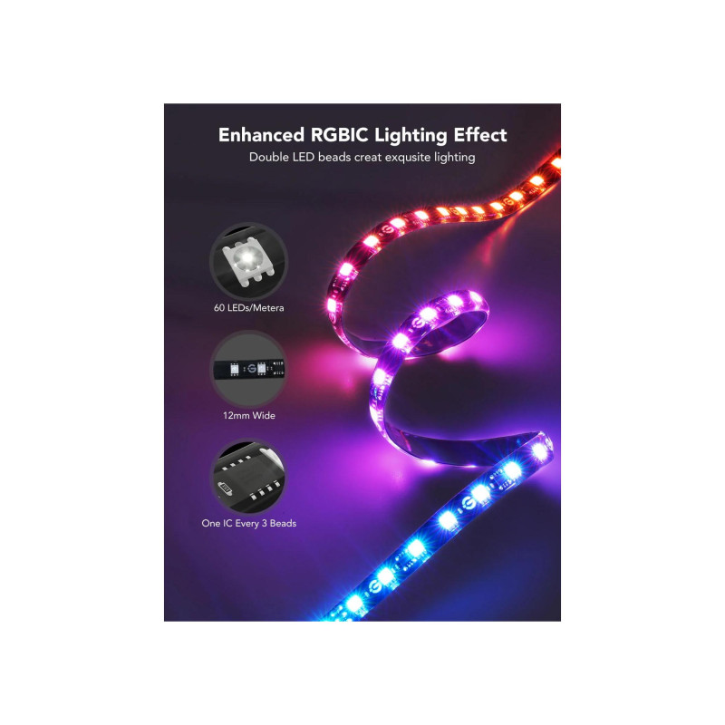 Подсветка телевизора GOVEE RGBIC Envisual TV Backlight T2 с двумя камерами (75"-85"), Wi-Fi + BT, многоцветная, зональная