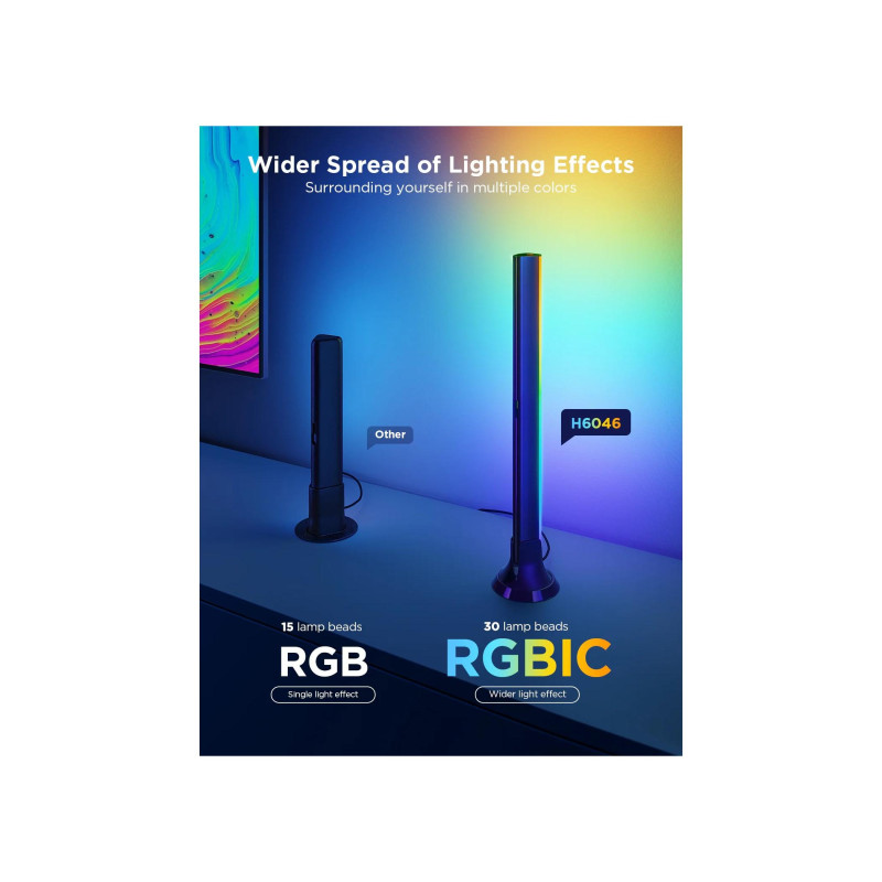 Комплект подсветки телевизора GOVEE RGBICW TV Backlight 3 Lite (55"-65" + световые полосы 40"-70"), Wi-Fi + BT, многоцветный + дополнительный