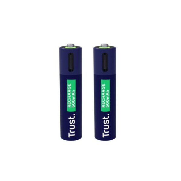 Аккумуляторная батарея Trust USB-C AA A 500 мАч, до 800 циклов зарядки, зарядка 100% за 2 часа, 2 шт. в упаковке