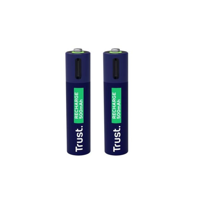 Аккумуляторная батарея Trust USB-C AA A 500 мАч, до 800 циклов зарядки, зарядка 100% за 2 часа, 2 шт. в упаковке
