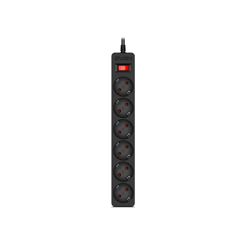 Сетевой фильтр Sven SF-06E, 6 Sockets, 5 m, Black