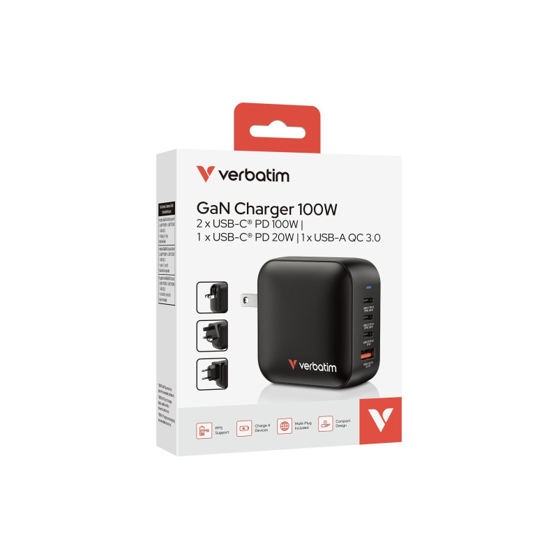 Verbatim Mini GaN Charger 100 Вт, черный