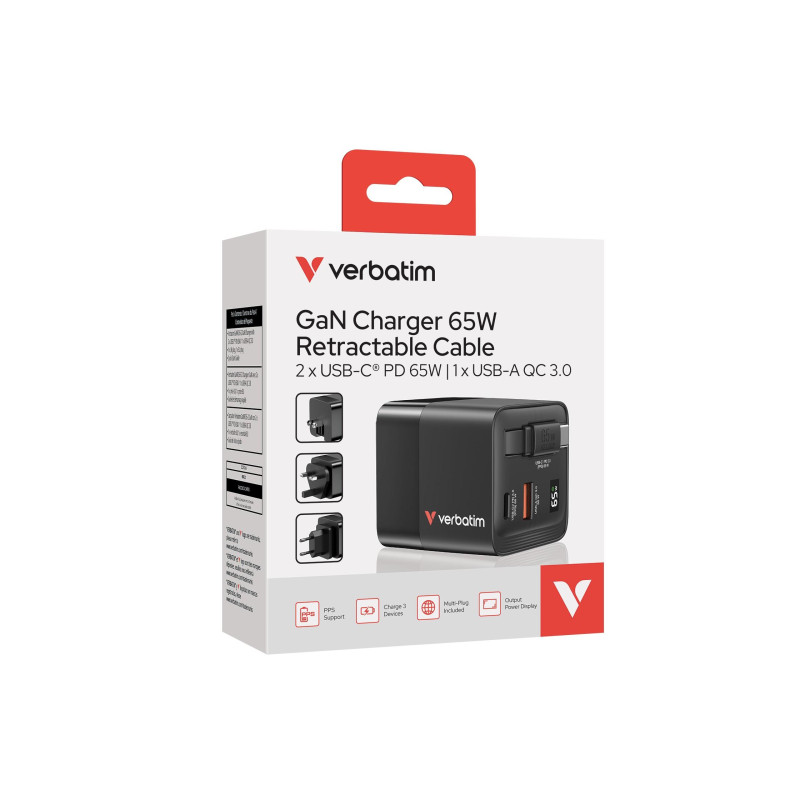 Verbatim Mini GaN Charger 65 Вт, черный