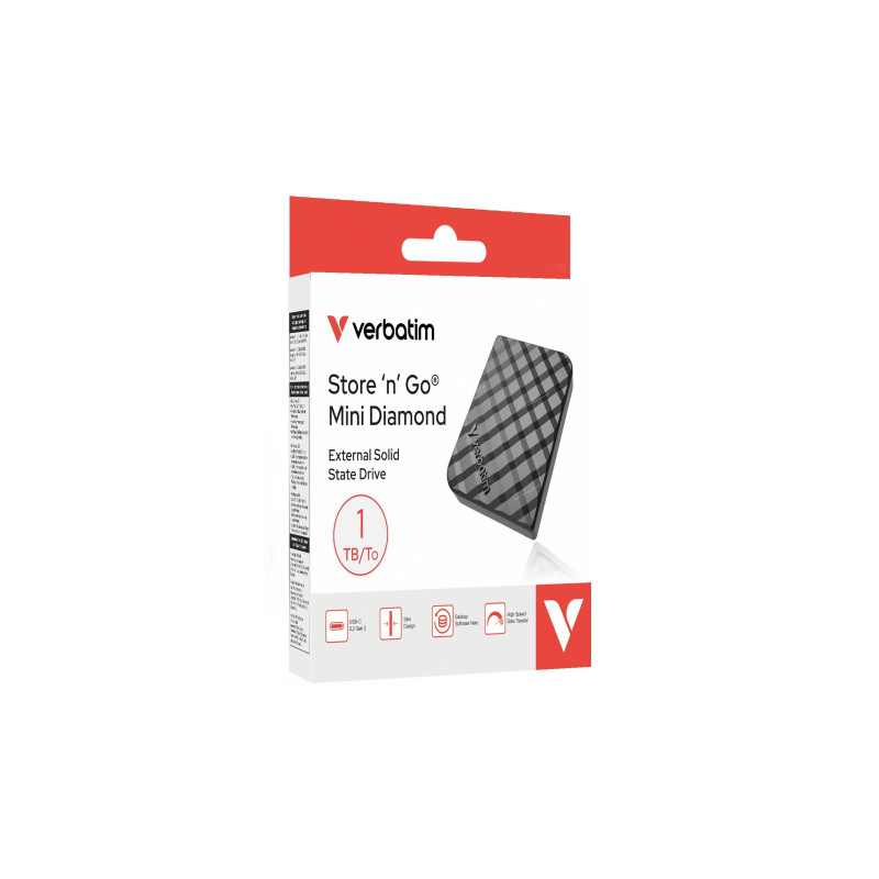 Внешний SSD 1.0TB Verbatim Store 'n' Go Mini Diamond, Black/Blue