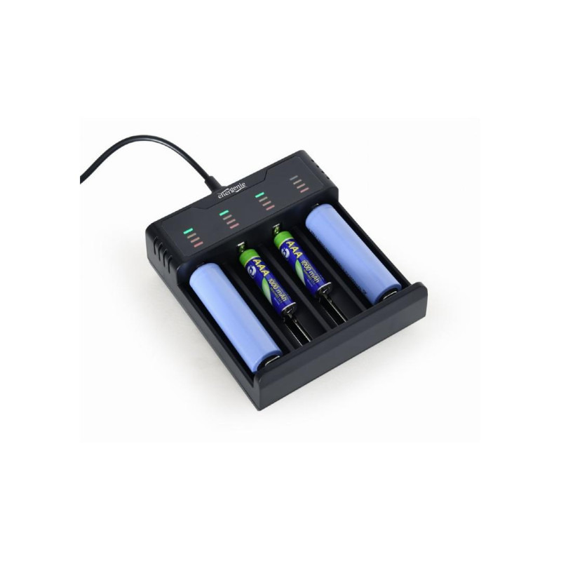 Быстрое зарядное устройство для Ni-MH + Li-ion аккумуляторов EnerGenie BC-USB-02, выходной порт USB для практичной функции внешнего аккумулятора (5 В / 2 А)