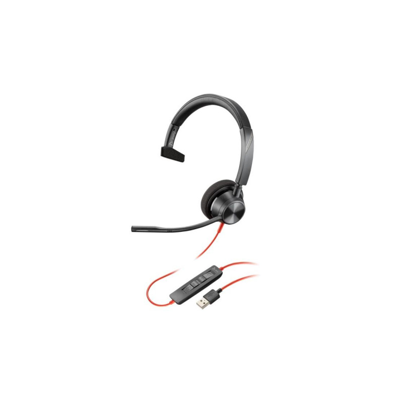 Гарнитура Poly Blackwire 3310 Mono USB-A, микрофон с шумоподавлением, SoundGuard, DSP, выходной сигнал приема от 20 Гц до 20 Гц
