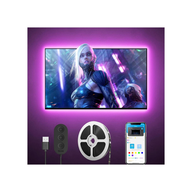 Подсветка телевизора GOVEE RGB TV (40"-60"), Wi-Fi + BT, многоцветная, приложение, музыкальный режим, концентратор не требуется