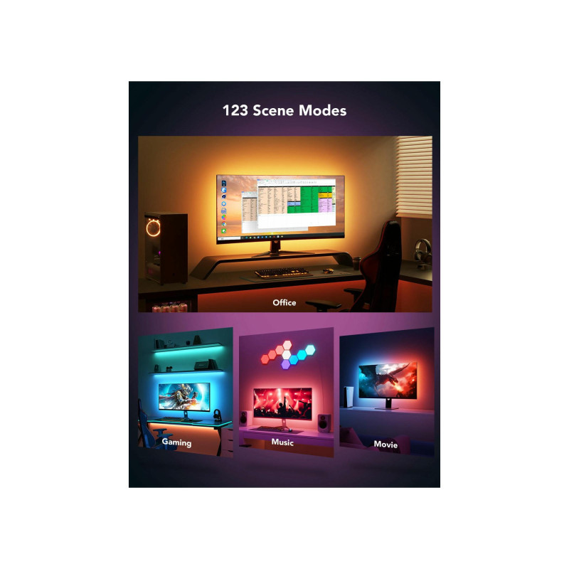 Светодиодная лента для монитора GOVEE RGB Gaming Light Strip G1 (27"-34"), Wi-Fi + BT, многоцветная, приложение, музыкальный режим, без концентратора