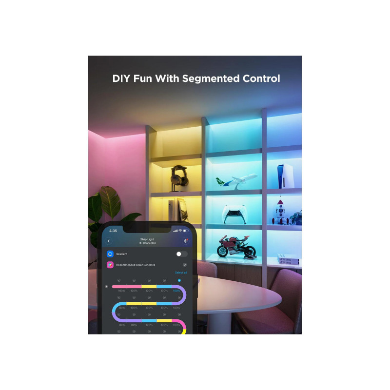 Светодиодная лента GOVEE RGBICWW LED Strip Light 2 Pro 5 м, защитное покрытие, интеллектуальная Wi-Fi-светодиодная лента, 5-в-1 RGBIC+