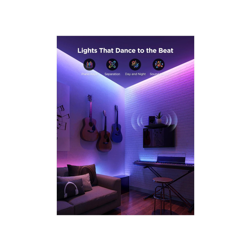 Светодиодная лента GOVEE RGBICWW LED Strip Light 2 Pro 5 м, защитное покрытие, интеллектуальная Wi-Fi-светодиодная лента, 5-в-1 RGBIC+