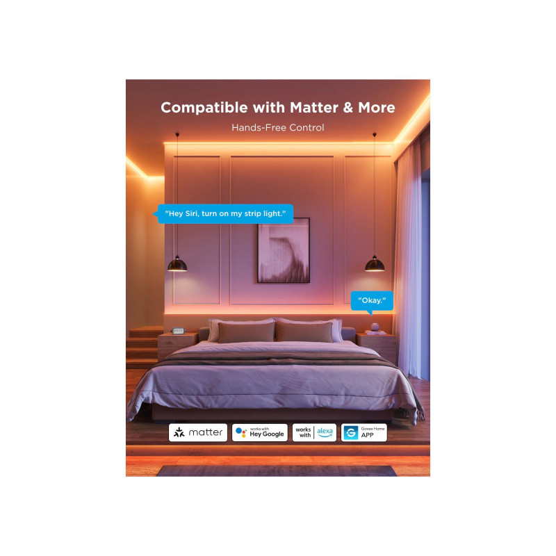 Световая лента GOVEE RGBICW COB Strip Light Pro 3 м, белая, интеллектуальная Wi-Fi-световая лента, Wi-Fi + BT, совместимая с Matter,