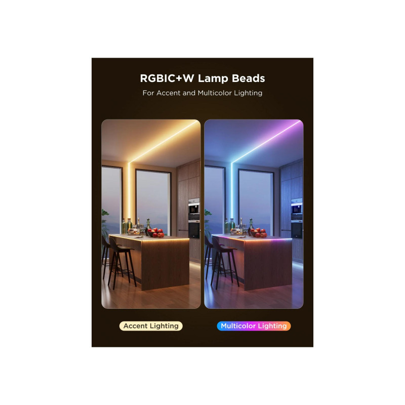 Световая лента GOVEE RGBICW COB Strip Light Pro 3 м, белая, интеллектуальная Wi-Fi-световая лента, Wi-Fi + BT, совместимая с Matter,