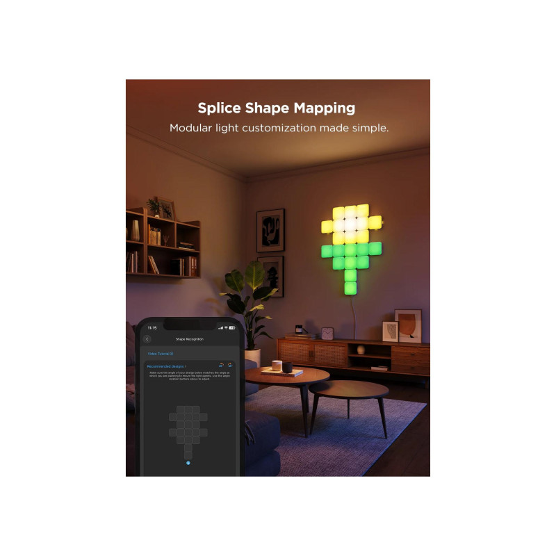Square Lights GOVEE Smart Mini Panel Lights 10 шт. в упаковке, Wi-Fi + BT, многоцветные, рассеянные световые эффекты RGBIC, без концентратора