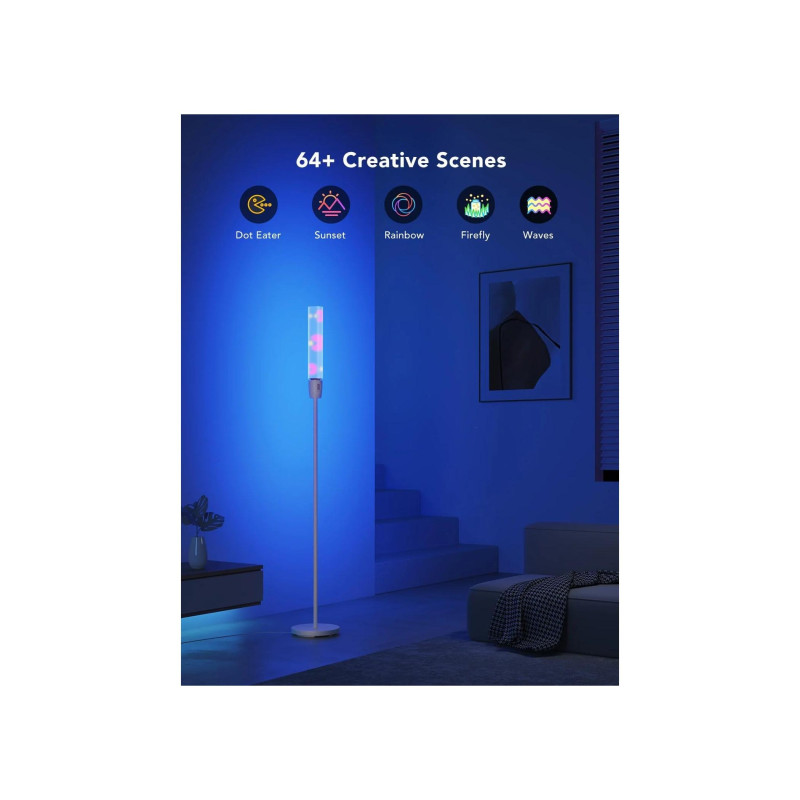 Напольный светильник GOVEE RGBICW Cylinder Floor Lamp, Wi-Fi + BT, многоцветный + сверхбелые светодиоды, разнонаправленное освещение